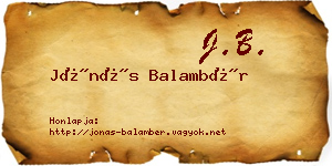 Jónás Balambér névjegykártya
