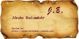 Jónás Balambér névjegykártya